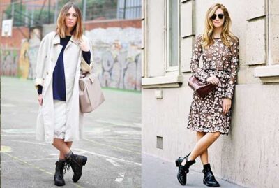 Chunky Boots with Feminine Dresses